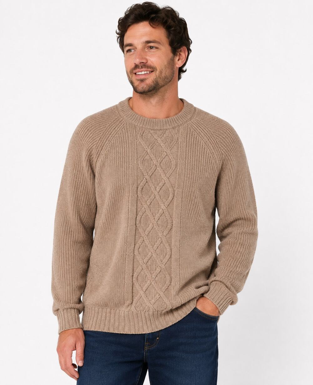 PJ Paul Jones Men’s Cable Knit Mock Neck Sweater Khaki Size XL Pullover NWT